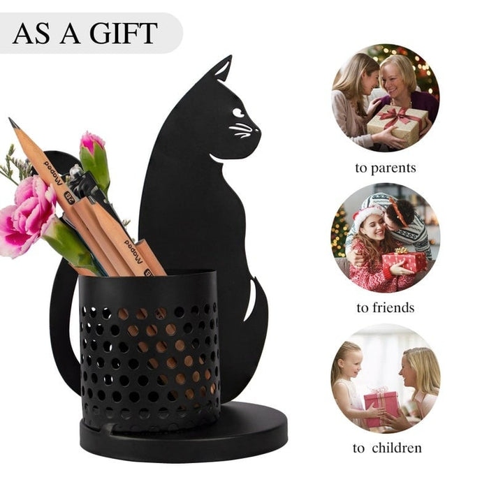 🔥HOT SALE NOW 49% OFF 🎁  - Best Gift - 😻Black metal cat pen holder🐈