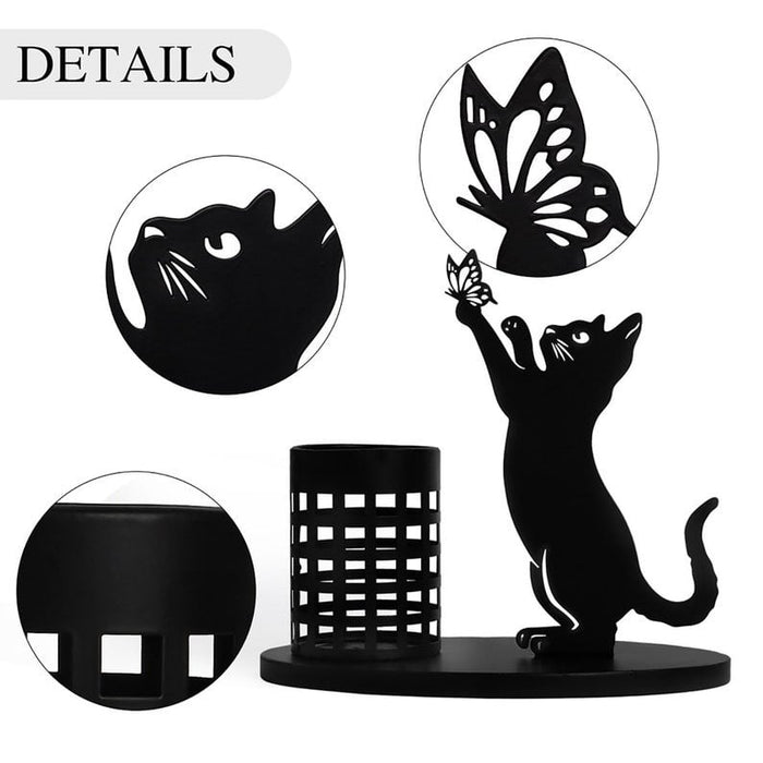 🔥HOT SALE NOW 49% OFF 🎁  - Best Gift - 😻Black metal cat pen holder🐈