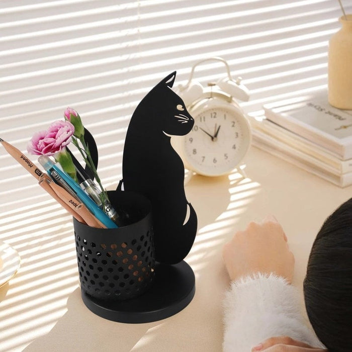 🔥HOT SALE NOW 49% OFF 🎁  - Best Gift - 😻Black metal cat pen holder🐈