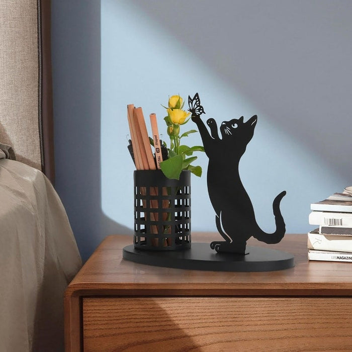 🔥HOT SALE NOW 49% OFF 🎁  - Best Gift - 😻Black metal cat pen holder🐈