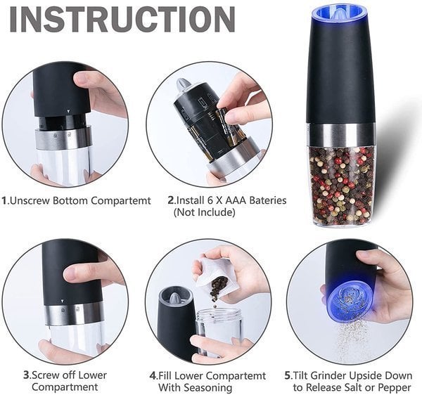 🔥HOT SALE NOW 49% OFF 🎁  - Automatic Electric Gravity Induction Salt and Pepper Grinder