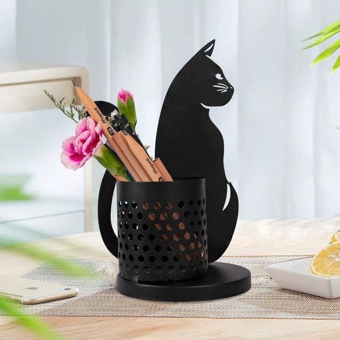 🔥HOT SALE NOW 49% OFF 🎁  - Best Gift - 😻Black metal cat pen holder🐈