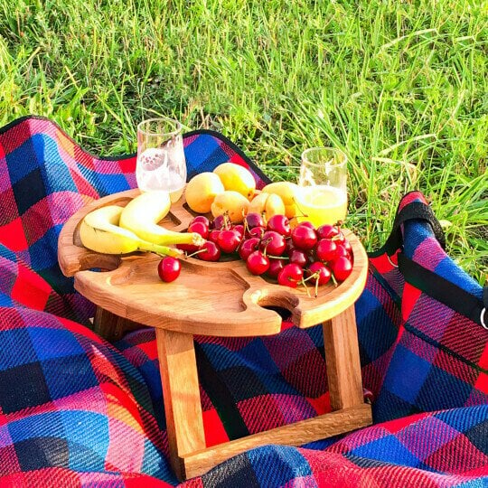 🔥HOT SALE NOW 49% OFF 🎁  - 🔥🥳Wooden Outdoor Folding Picnic Table-With Glass Holder