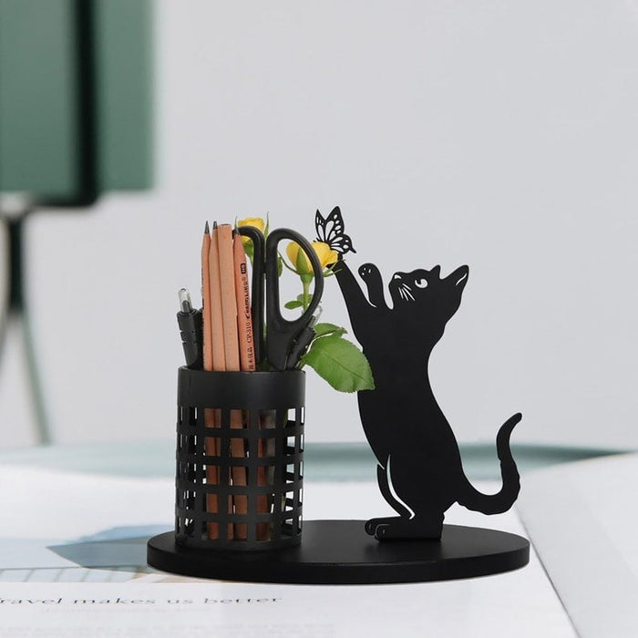 🔥HOT SALE NOW 49% OFF 🎁  - Best Gift - 😻Black metal cat pen holder🐈